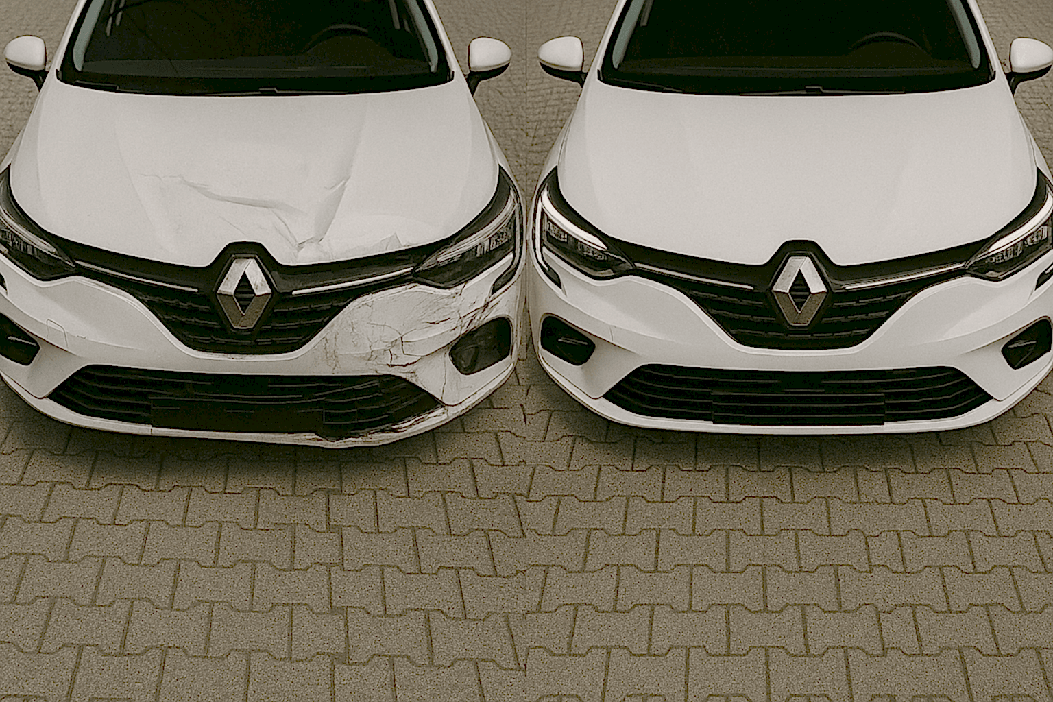 önden hasar almış renault megane aracın kasko onarım fotoğrafı